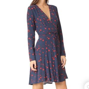 ROLLA’S Longsleeve Dancer Wrap “Galaxy Star” Dress in Navy Blue & Red